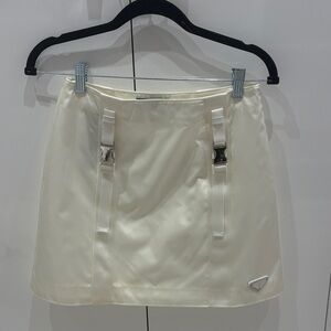 Elegant Cream Skirt with Buckle Accents